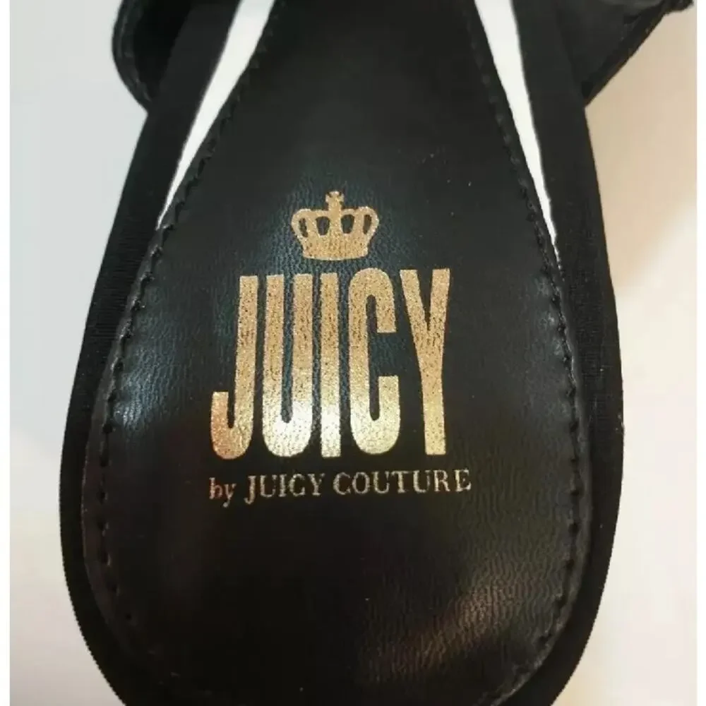 Juicy Couture Y2K Block Heel Logo Sandals J-Girly Black White – Size 9.5